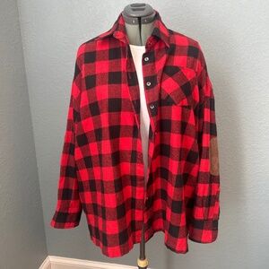 Checkered flannel oversized shacket
